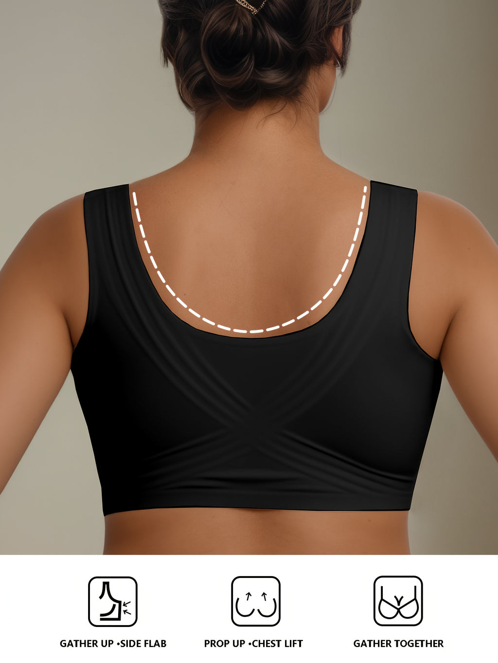 Brassière grande taille — Poches à prothèse, dos croisé