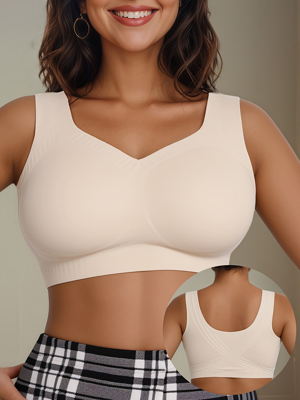Brassière grande taille — Poches à prothèse, dos croisé
