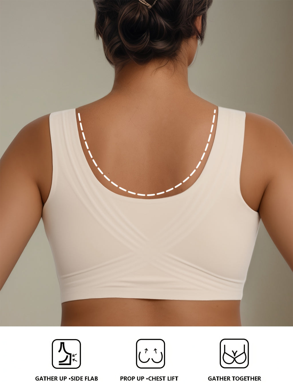 Brassière grande taille — Poches à prothèse, dos croisé