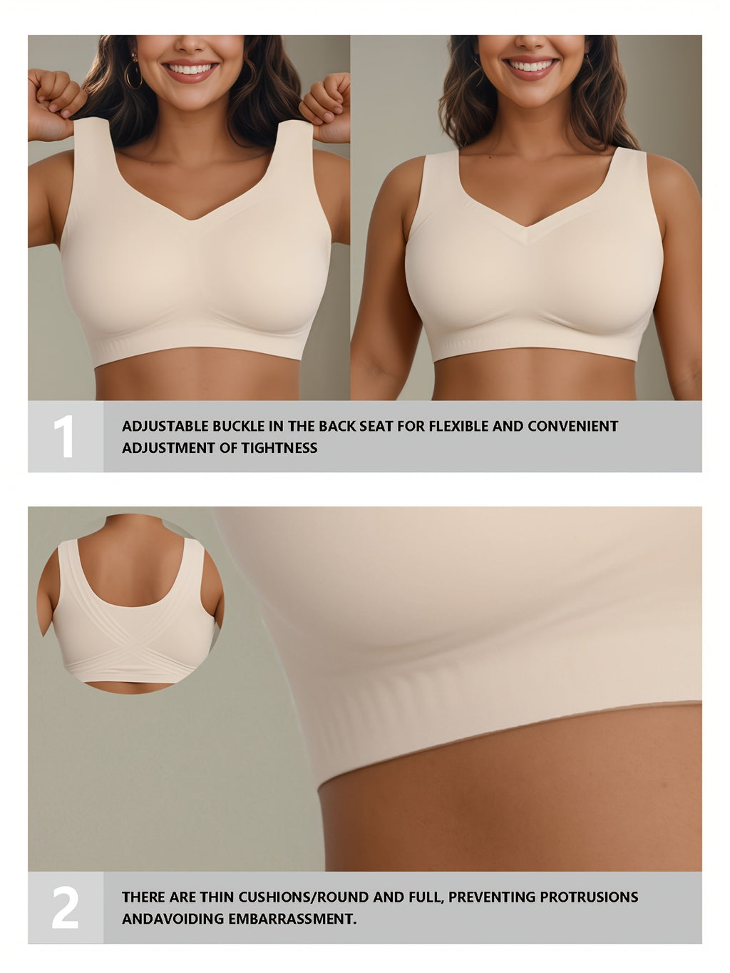 Brassière grande taille — Poches à prothèse, dos croisé