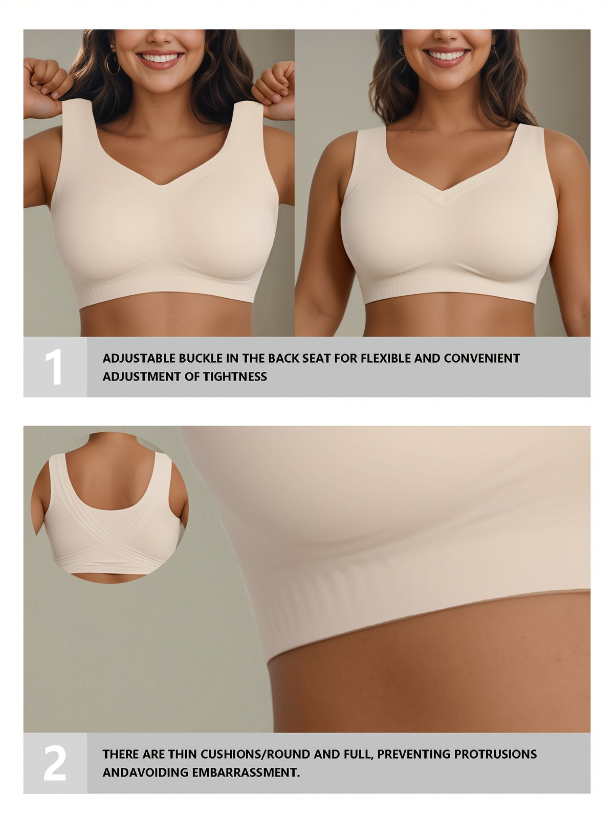 Brassière grande taille — Poches à prothèse, dos croisé