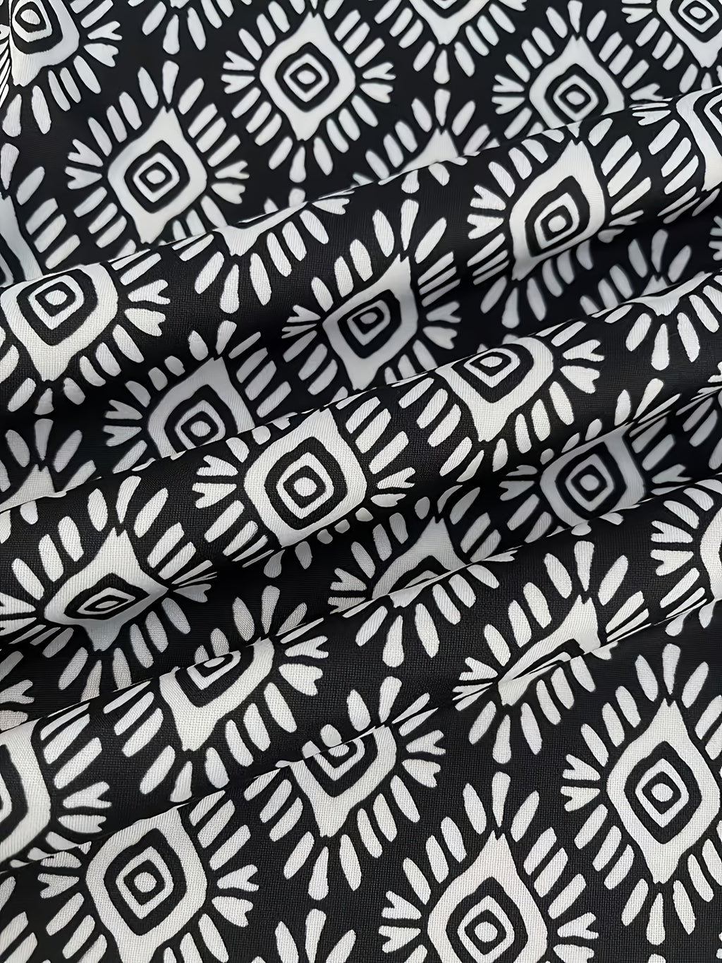 Pantalon palazzo grande taille à imprimé géométrique, coupe évasée, tissu opaque