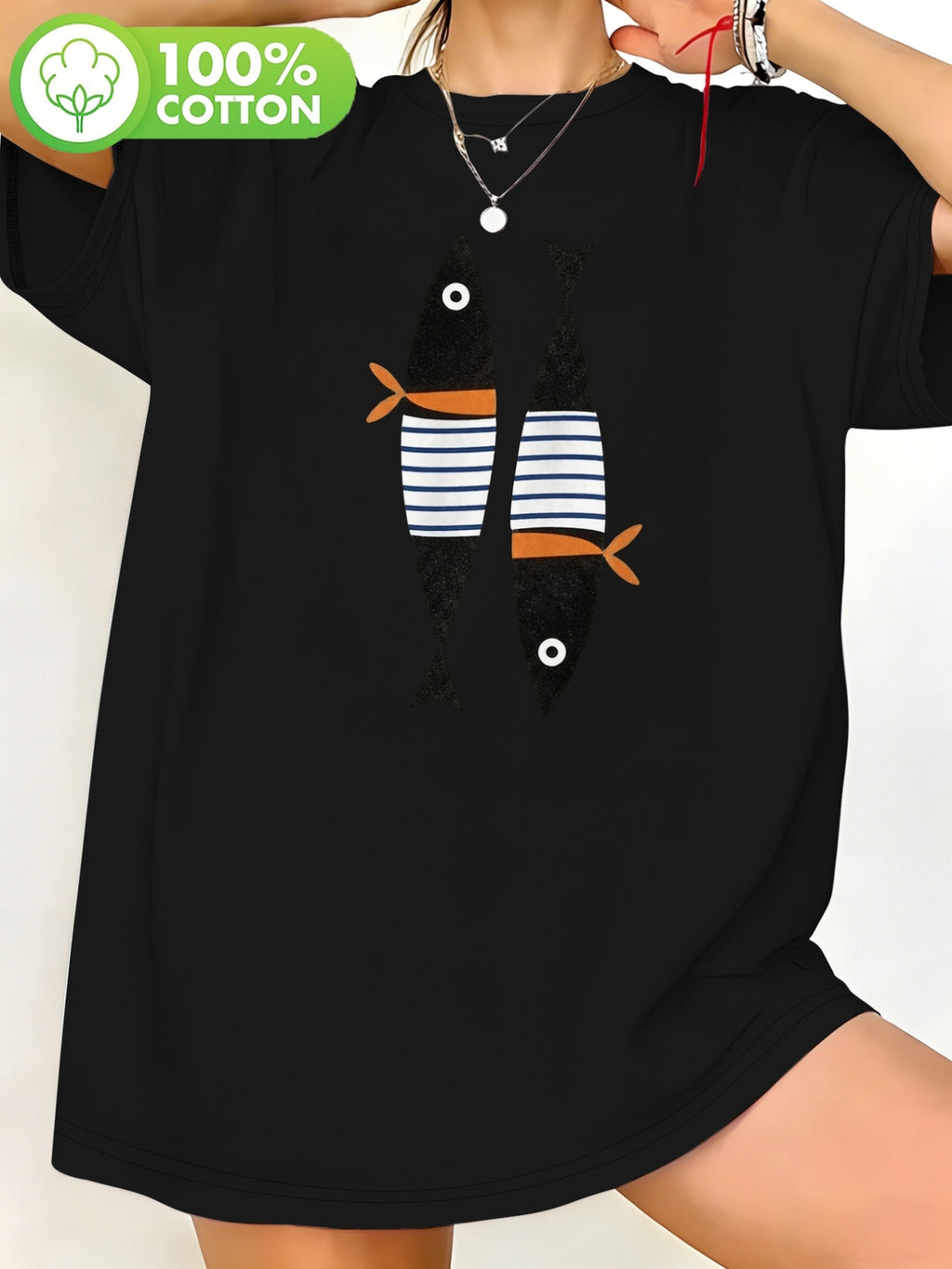 T-shirt grande taille, coupe ample, col rond, manches courtes, autre coloris