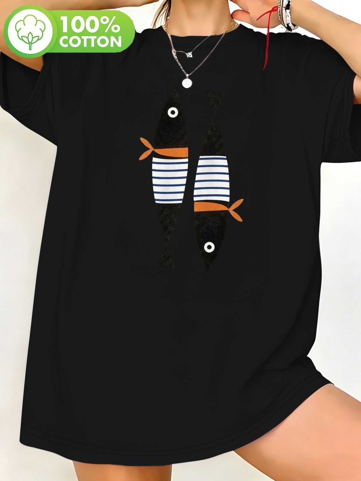 T-shirt grande taille, coupe ample, col rond, manches courtes, autre coloris