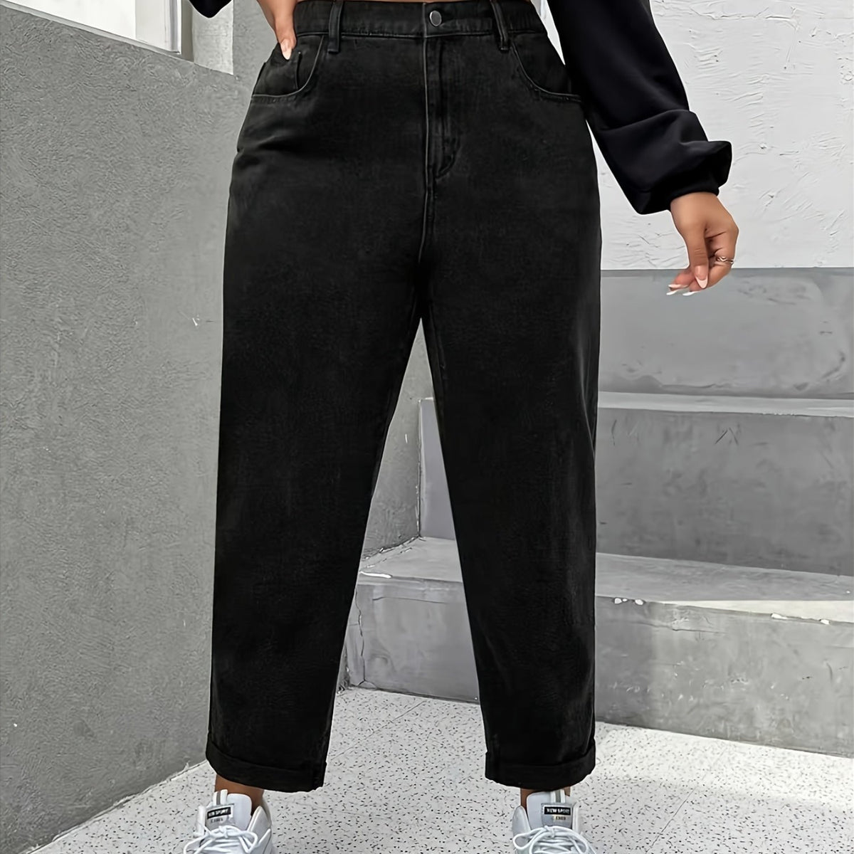 Pantalon grande taille, coupe droite, toucher naturel, jambe large