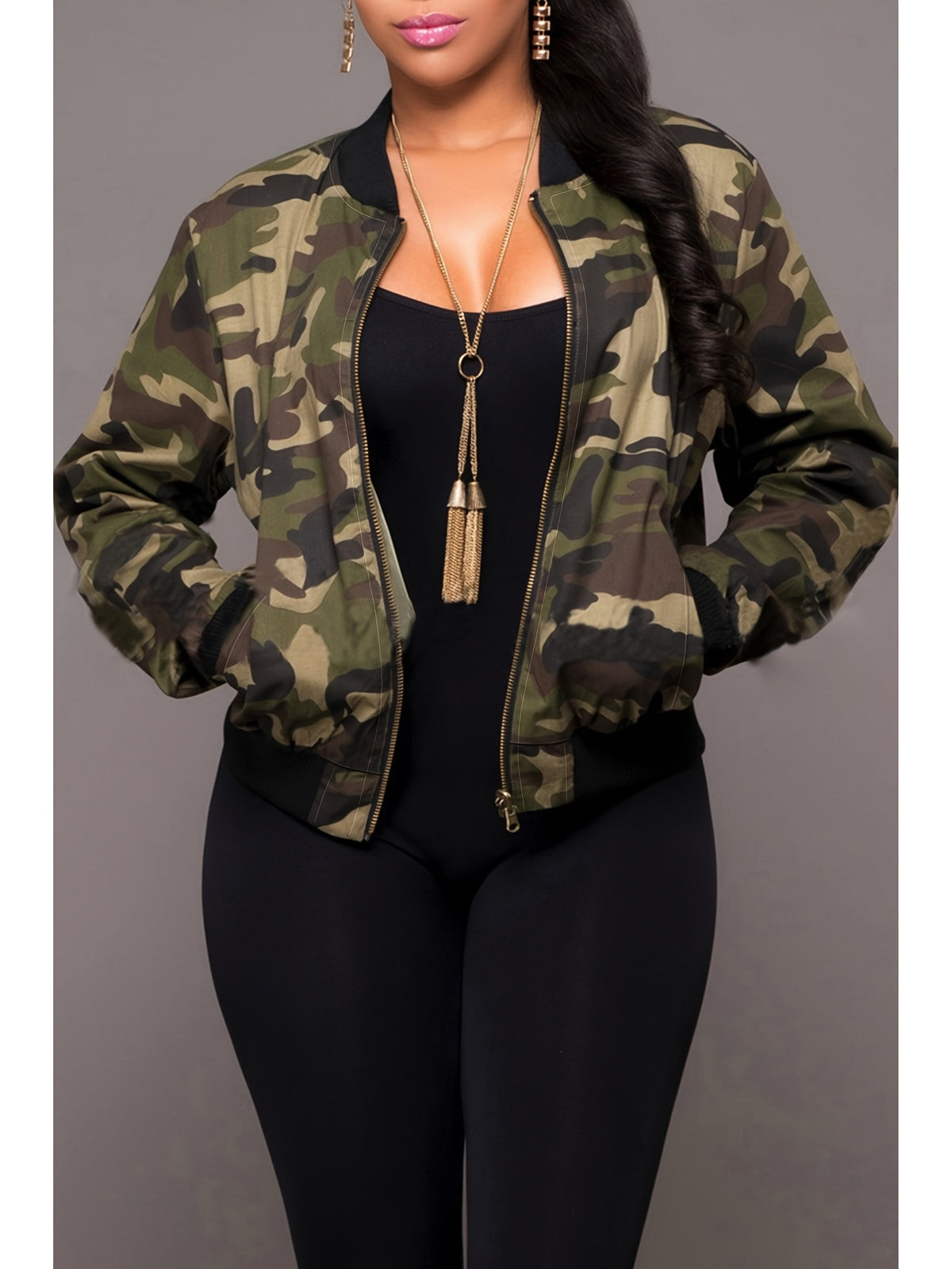 Veste grande taille, manches longues, esprit décontracté — composition : 100% Polyester