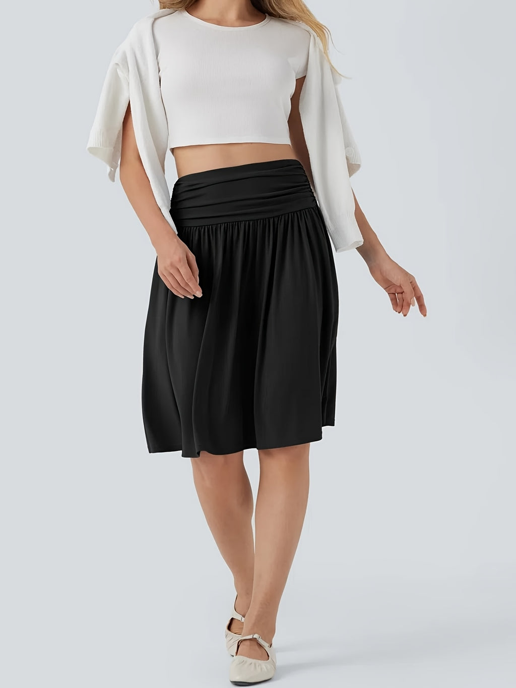 Jupe grande taille, coupe évasée, poches pratiques, vu de dos