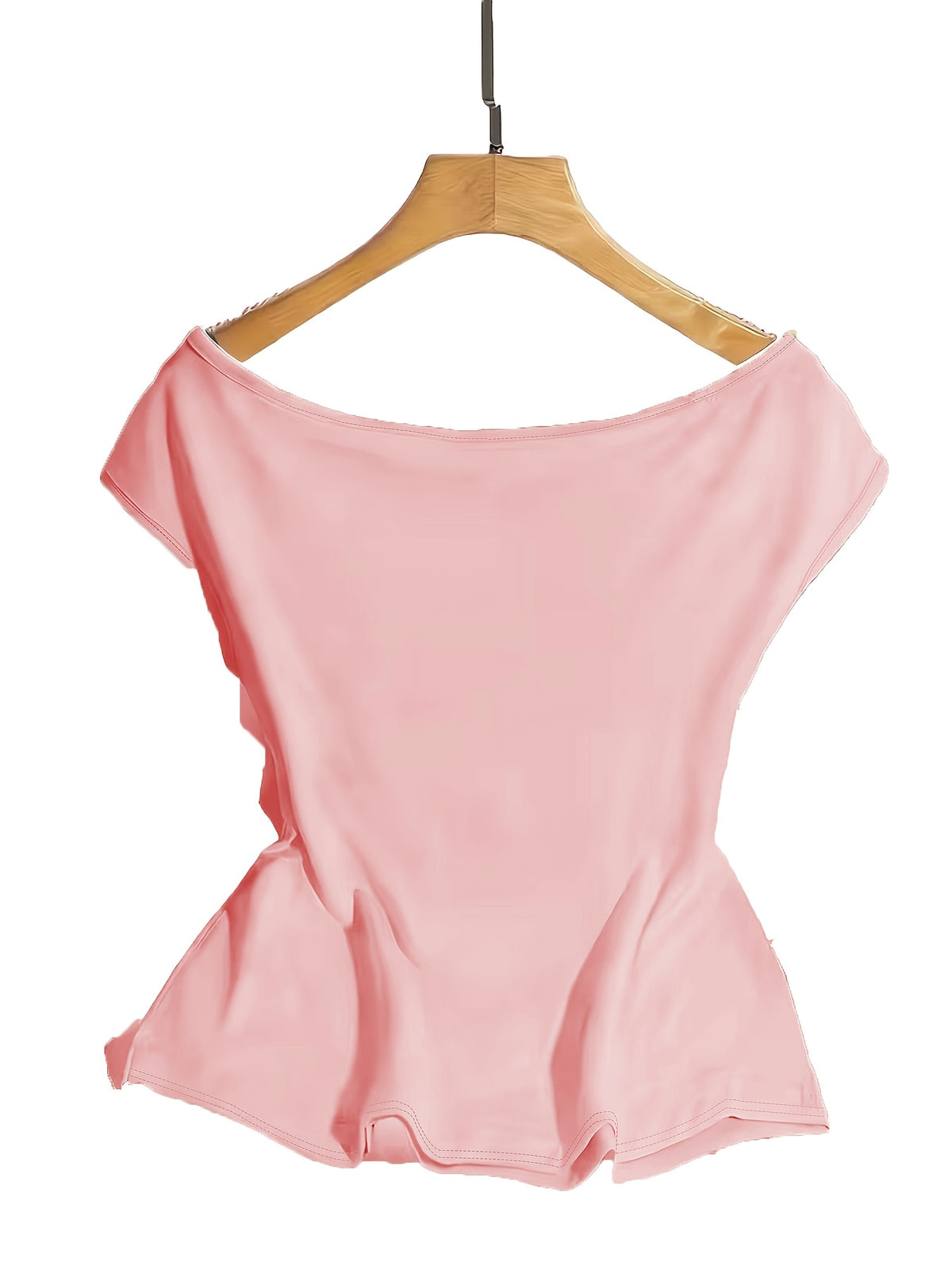 T-shirt grande taille, épaules dénudées, manches courtes, vue de profil
