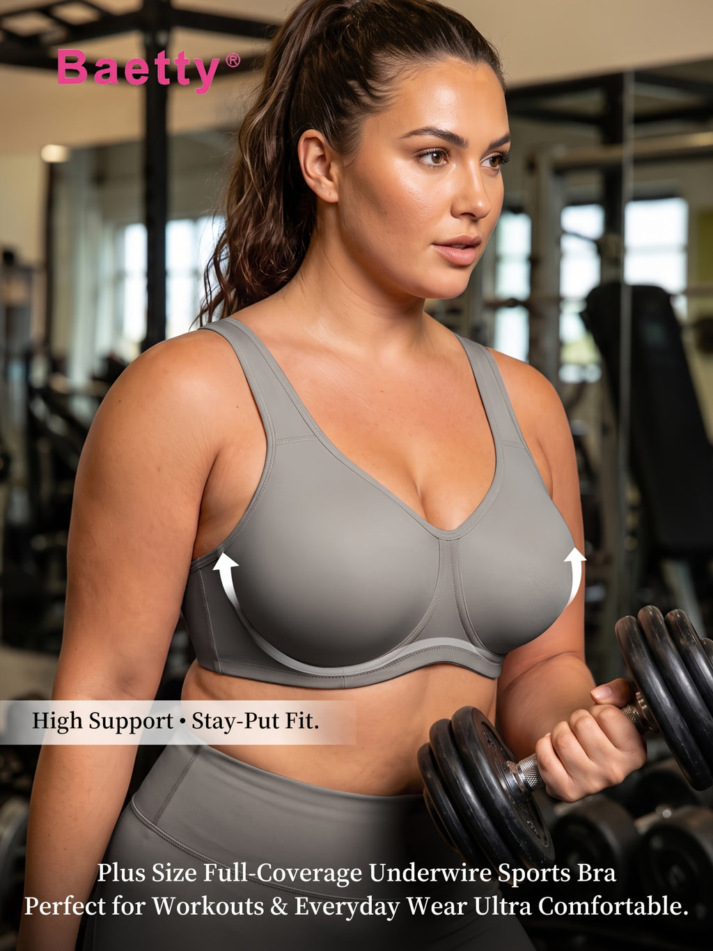Soutien-gorge de sport grande taille — Deux bonnets cerclés