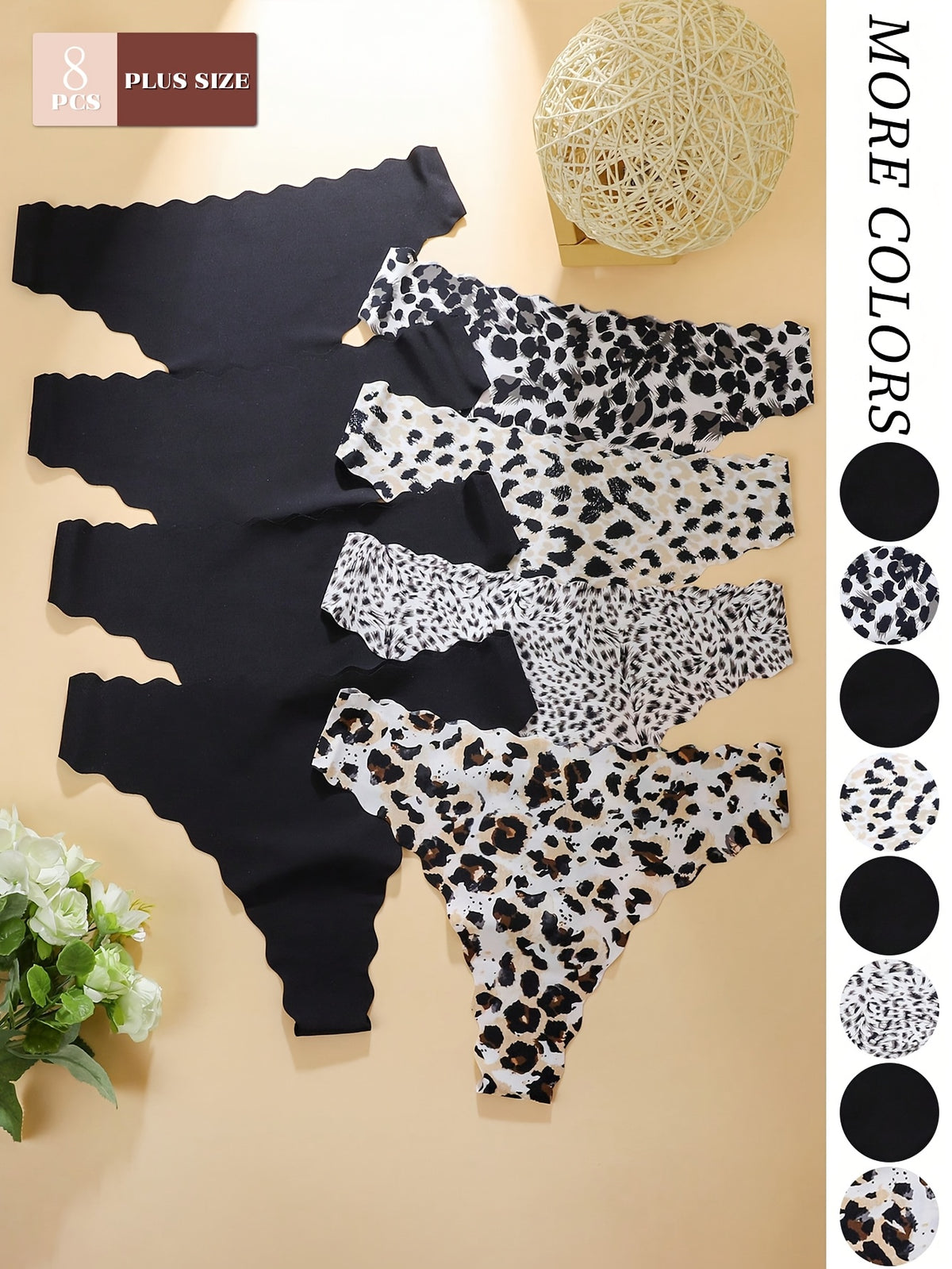 Culotte grande taille à imprimé léopard, volants Image