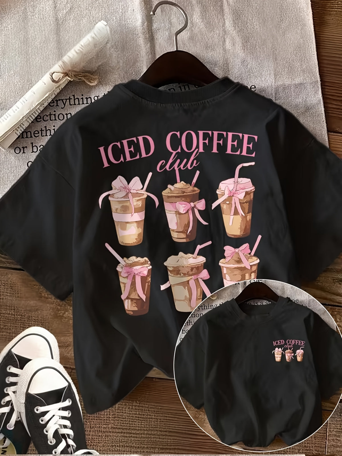 T-shirt grande taille, col rond, manches courtes, esprit décontracté — matière : polyester