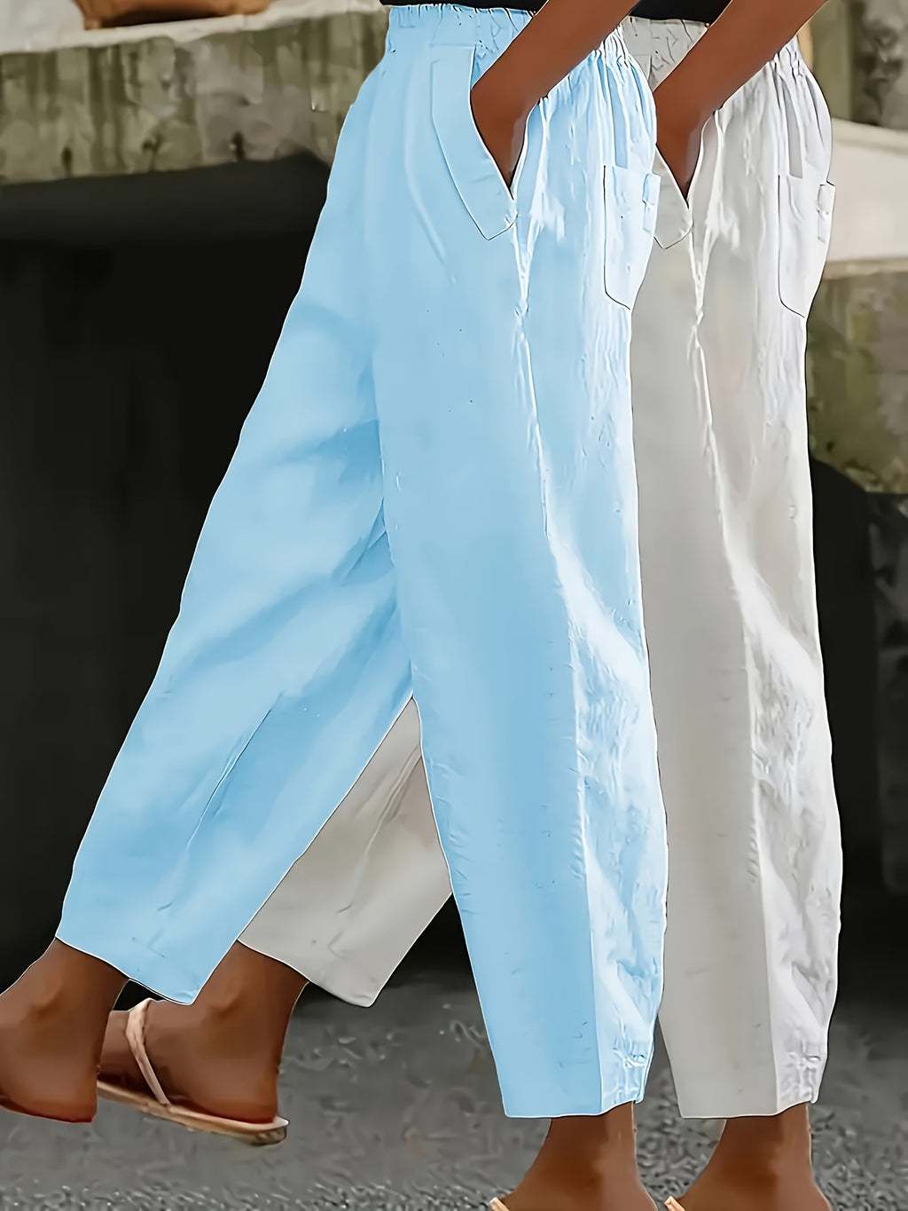 Ensemble grande taille, coupe évasée, poches pratiques, toucher naturel, détail du col