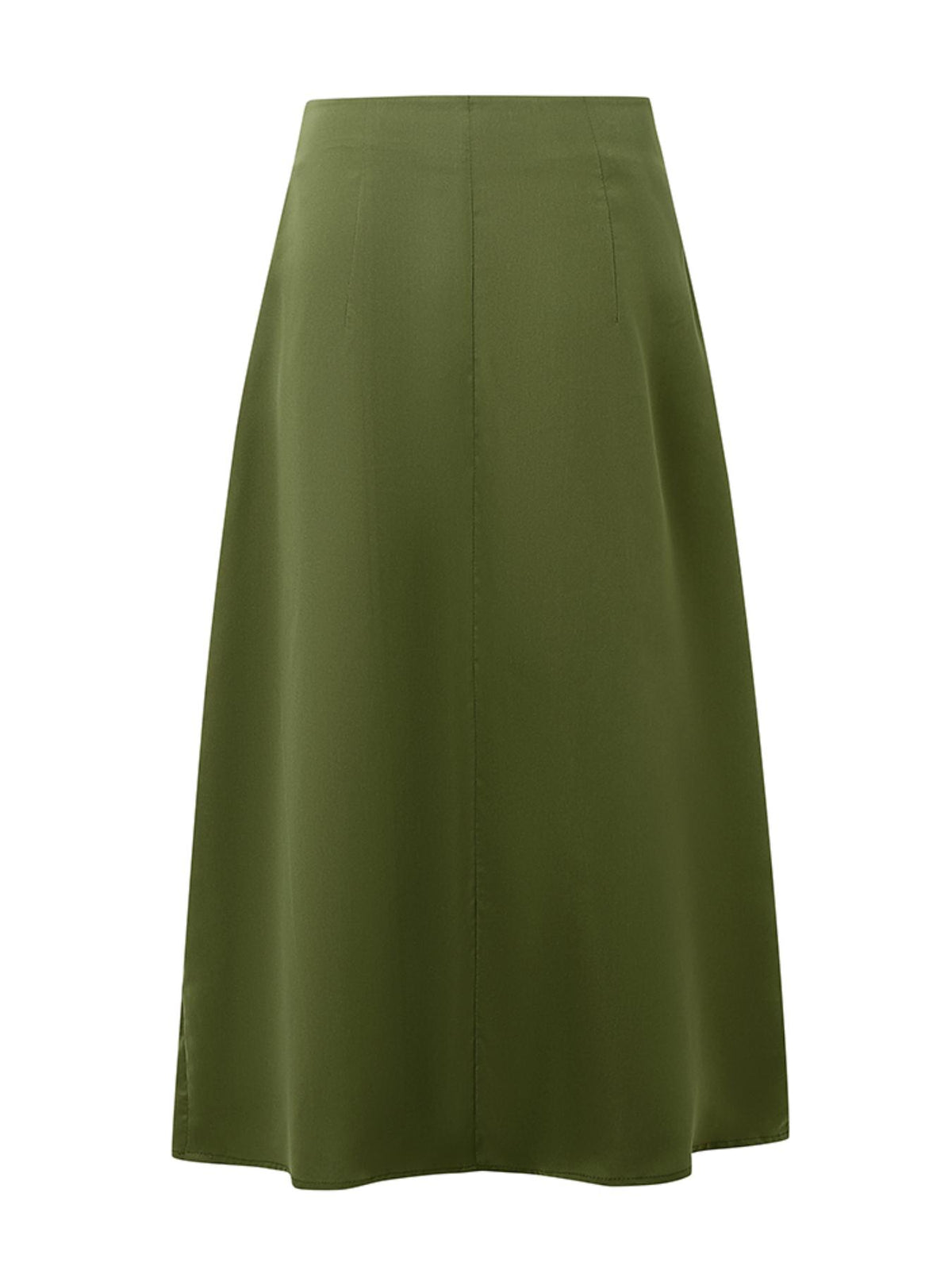 Jupe grande taille, coupe évasée, fente, détail du tissu