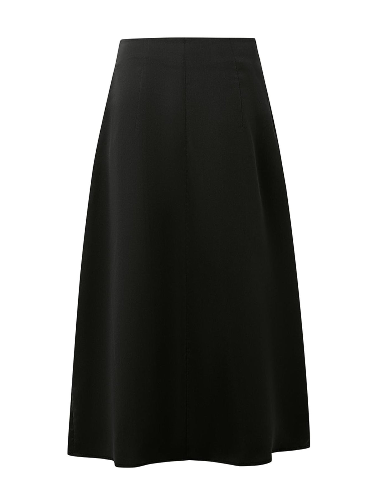 Jupe grande taille, coupe évasée, fente, porté de face