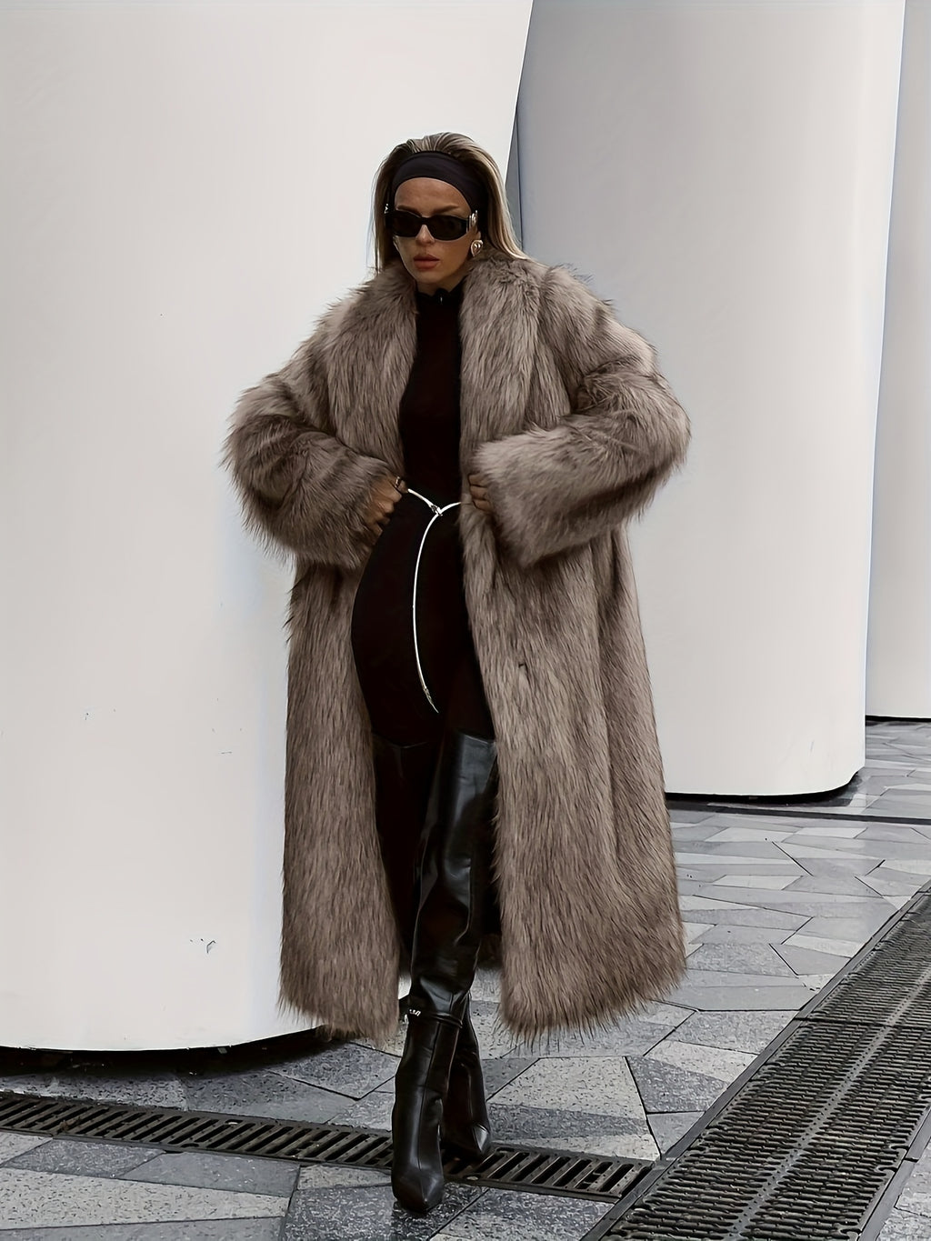 Manteau grande taille, col châle, poches pratiques, chaleur d'hiver
