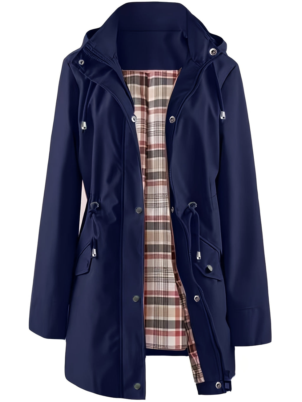Veste grande taille à carreaux, coupe oversize, capuche
