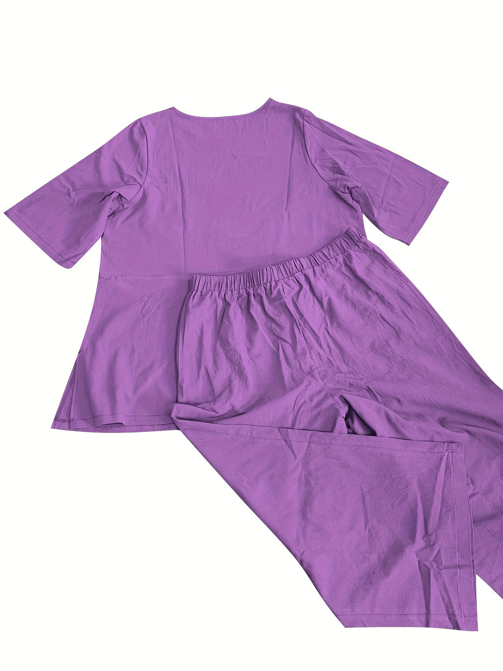 Ensemble grande taille en lin, coupe ample, tenue souple
