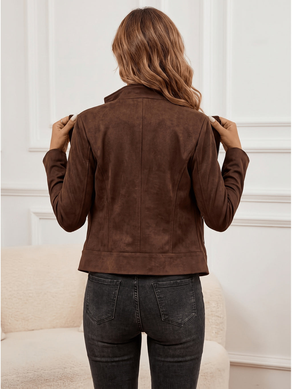 Veste grande taille, col V, tissu opaque