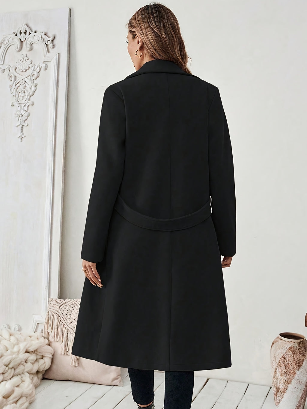 Manteau grande taille, boutonnage, poches pratiques, chaleur d'hiver, visuel produit