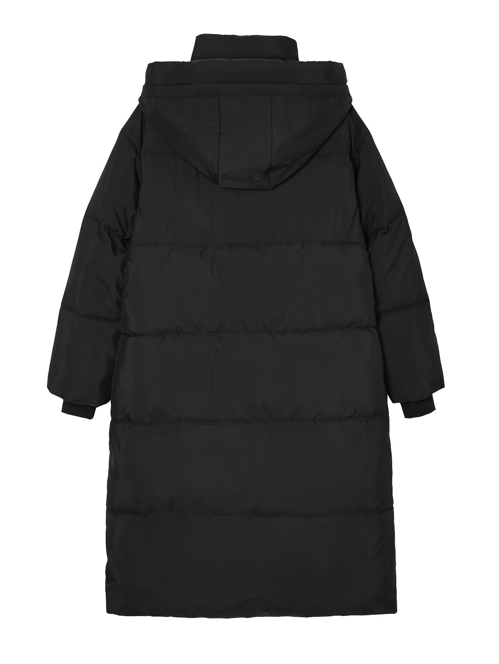 Manteau grande taille, coupe oversize, longueur midi, capuche, visuel produit