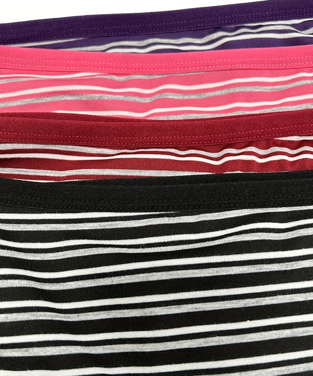 Culotte grande taille à rayures, toucher naturel, ligne épurée, gros plan