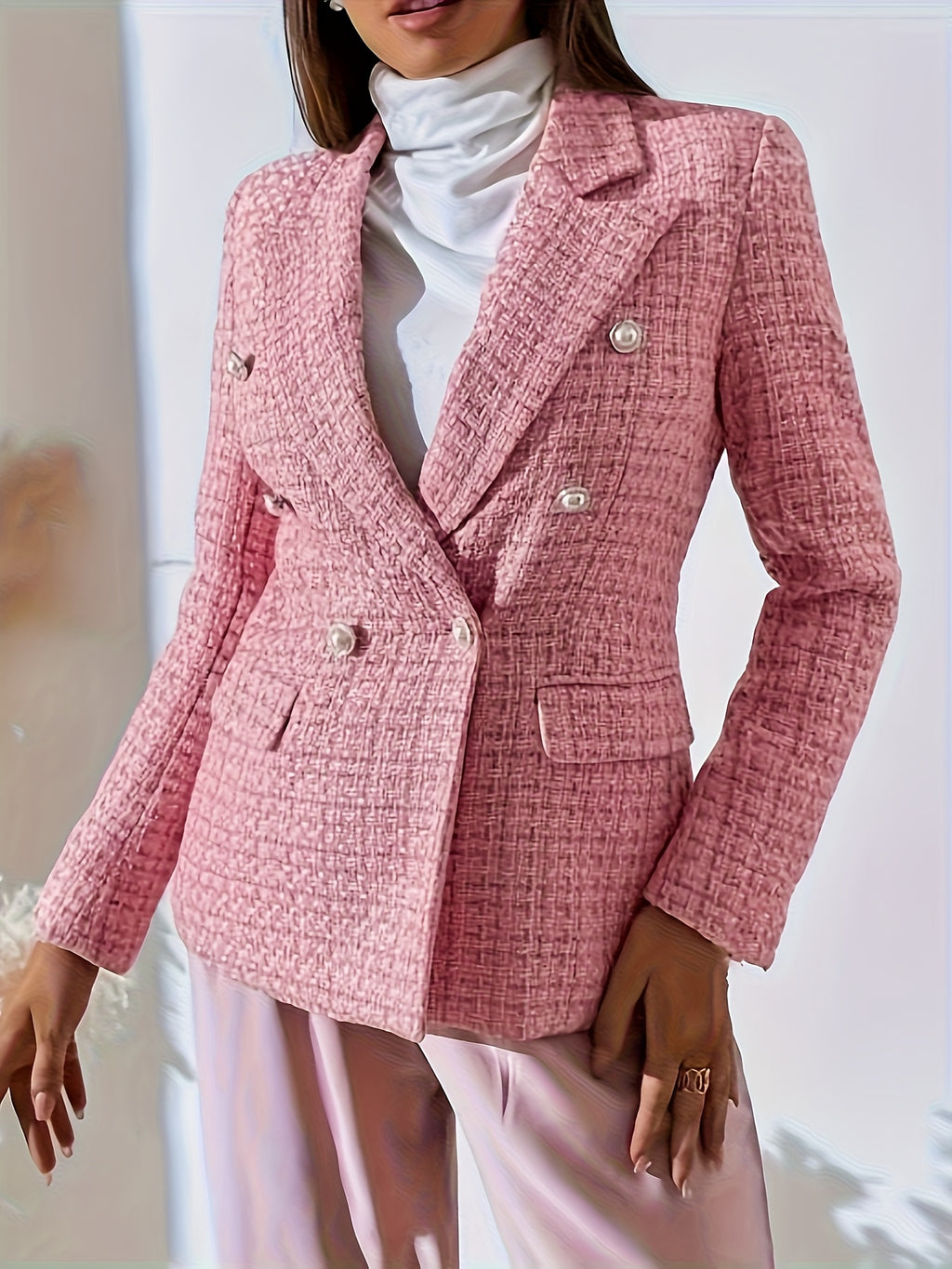Blazer grande taille en tweed, doublure, tenue structurée, tissu opaque