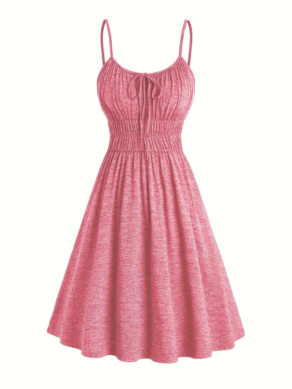 Robe courte grande taille — Maille chinée et taille smockée