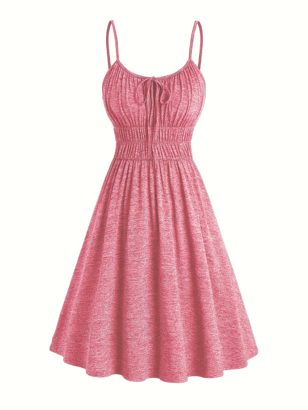 Robe courte grande taille — Maille chinée et taille smockée