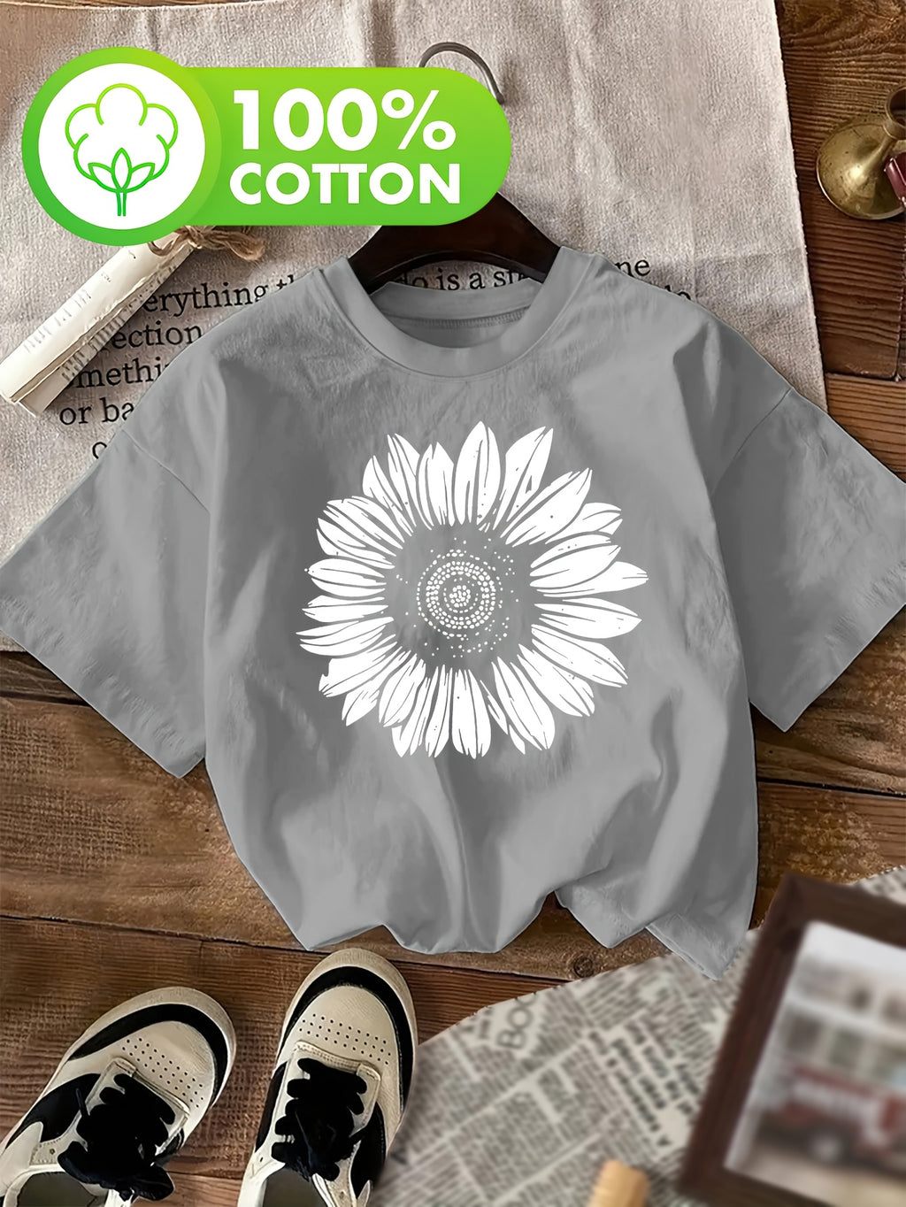 T-shirt grande taille, col rond, manches courtes, toucher naturel