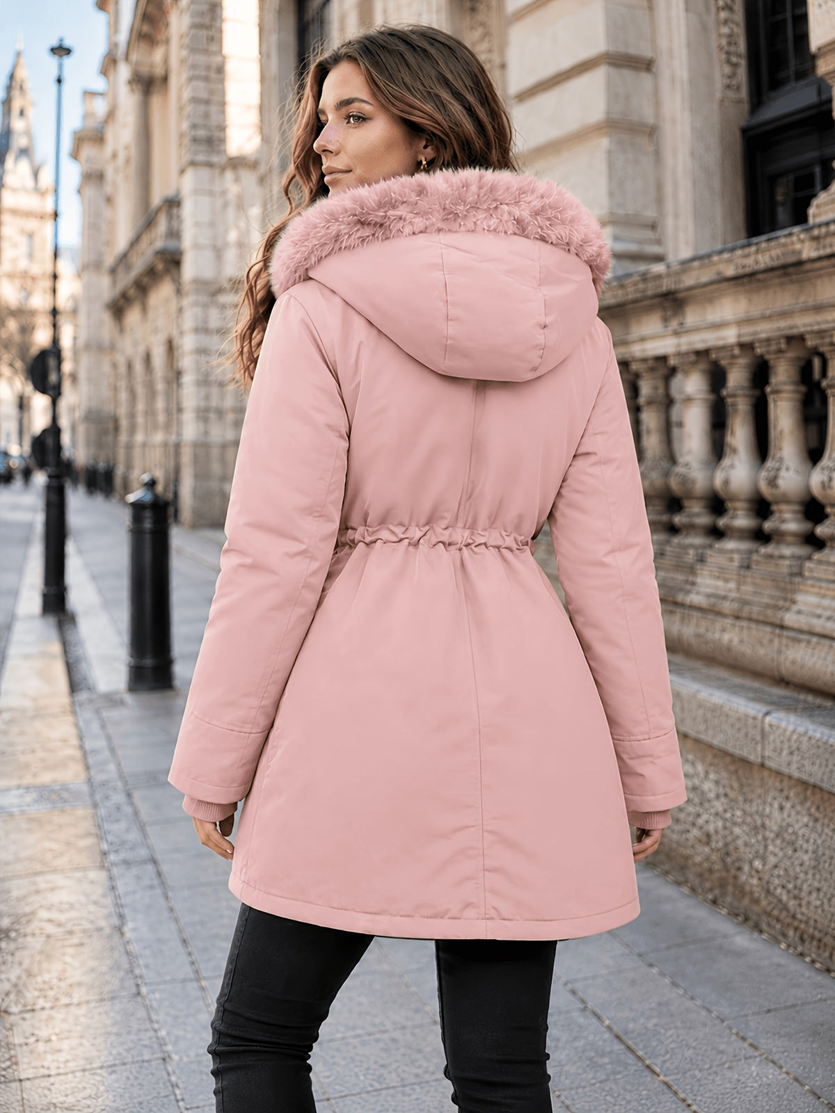 Manteau grande taille, chaleur d'hiver, tissu épais, gros plan