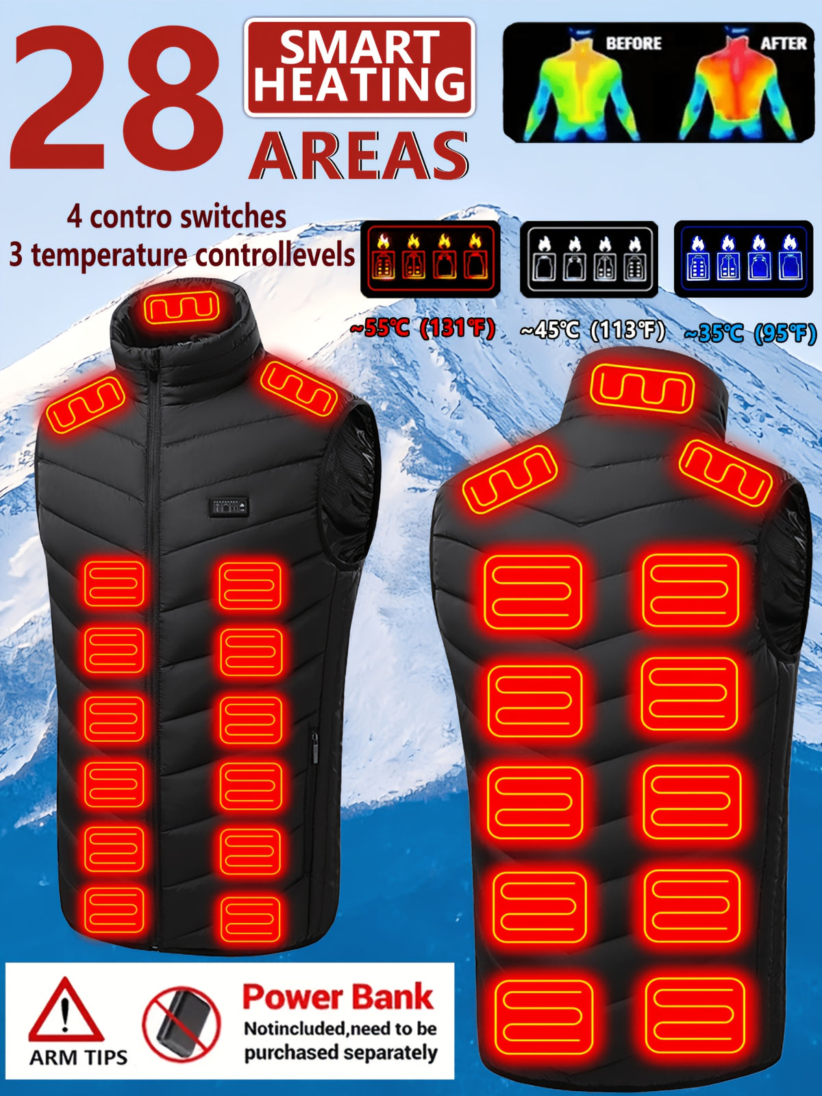 Veste grande taille, fermeture zippée, chaleur d'hiver, coupe-vent