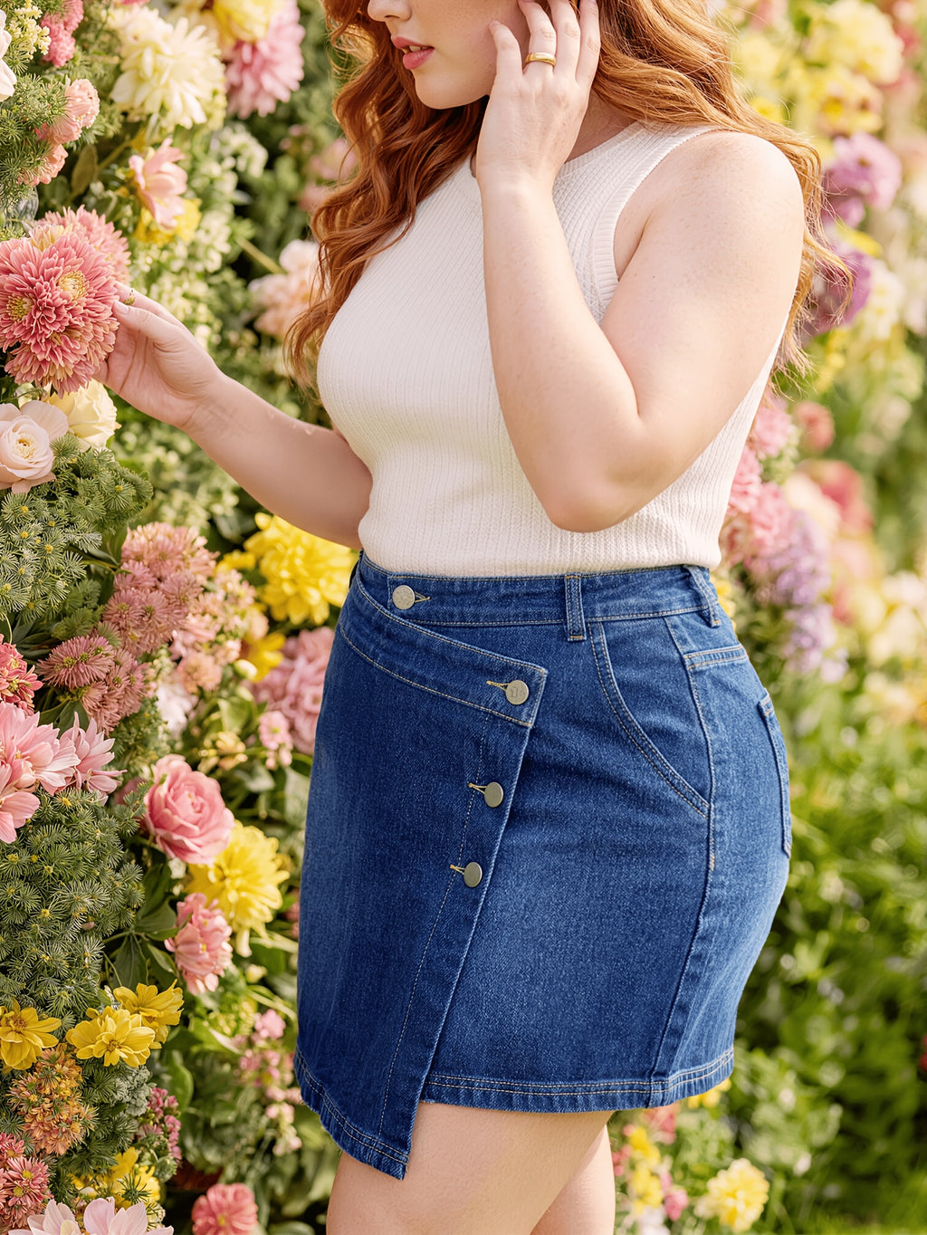 Jupe grande taille, tenue franche, forte élasticité