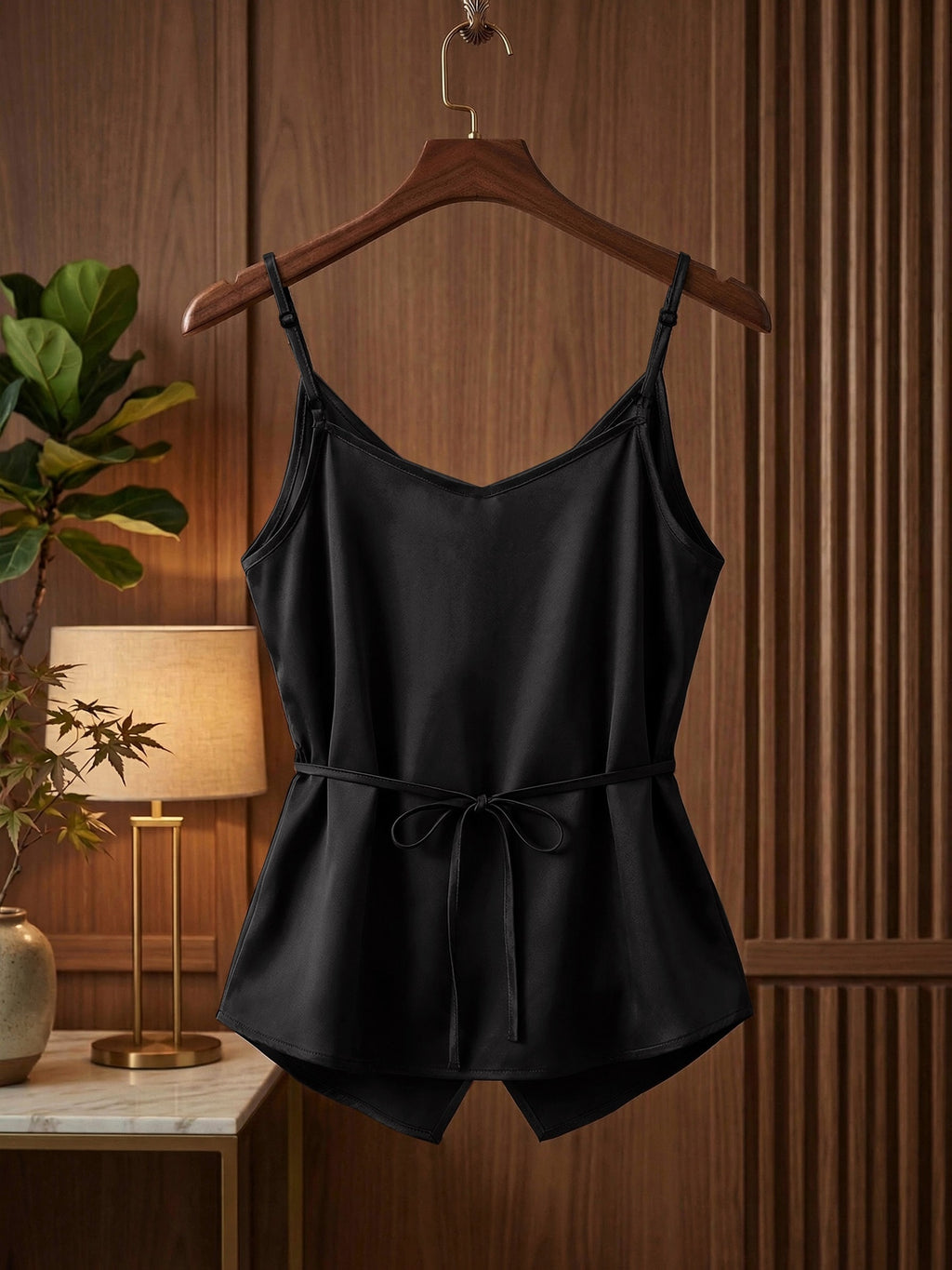 Débardeur grande taille en satin en dégradé sans manches, tombé fluide, vu de dos