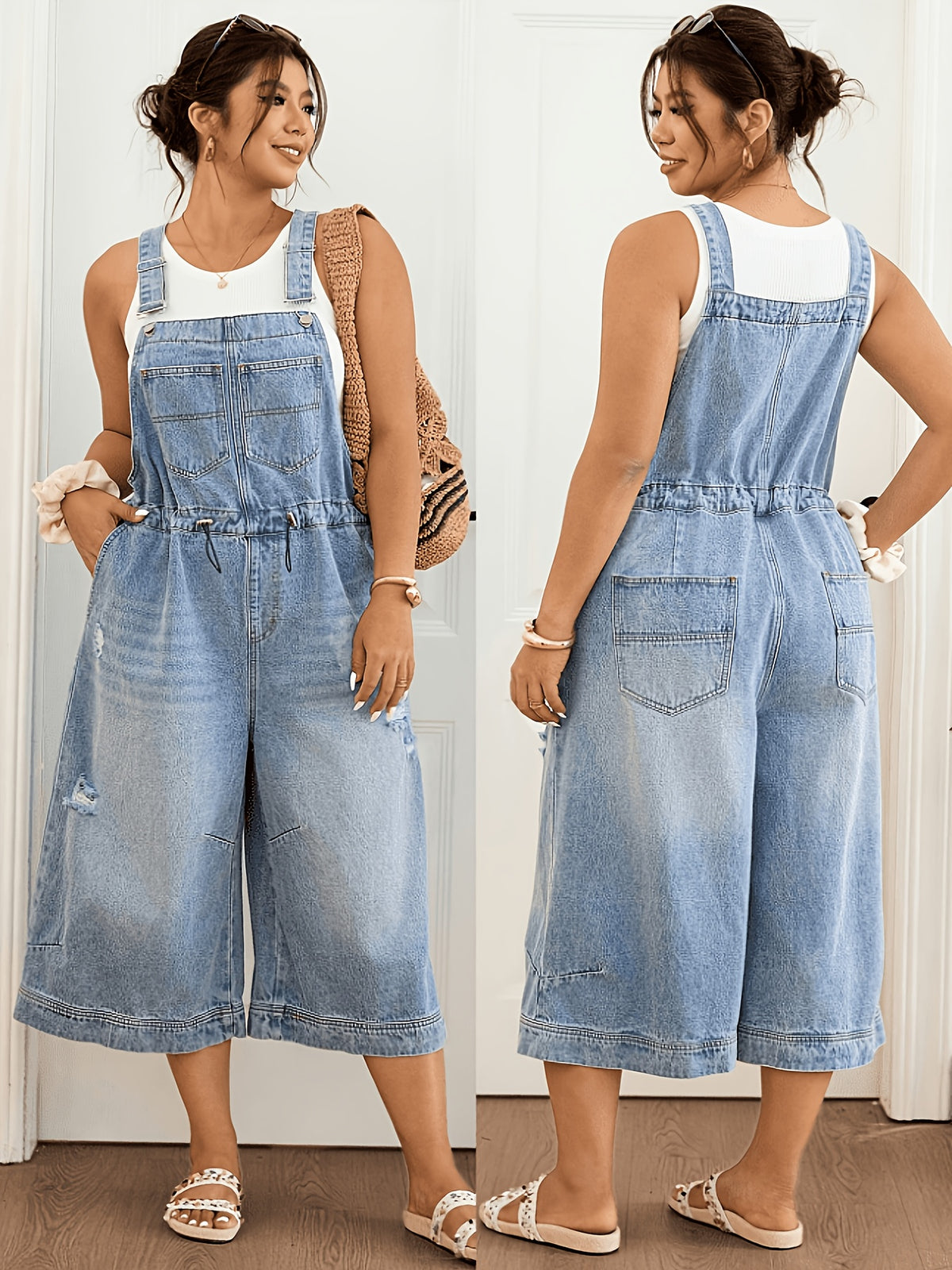 Salopette grande taille, coupe ample, tenue franche