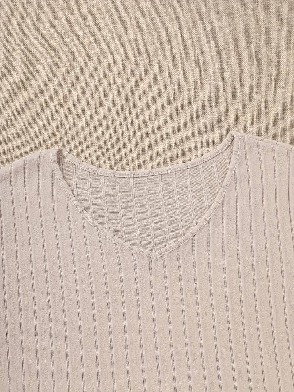 Top grande taille, maille côtelée, manches longues, tissu opaque