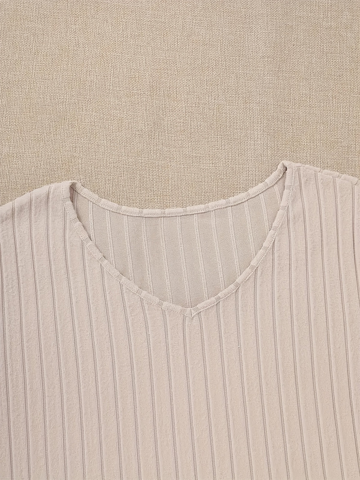 Top grande taille, maille côtelée, manches longues, tissu opaque
