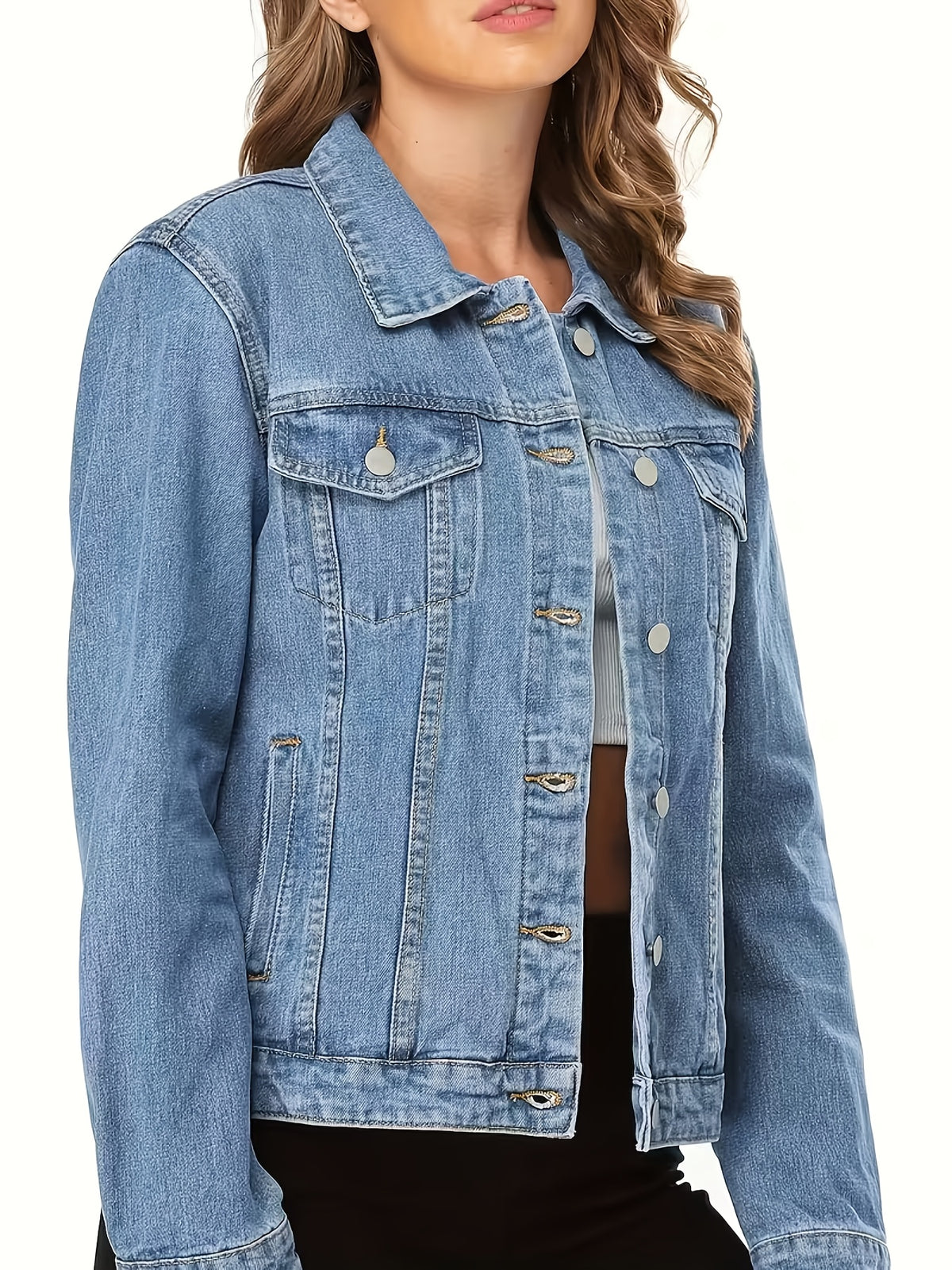 Veste grande taille, délavage doux, tenue franche, tissu opaque