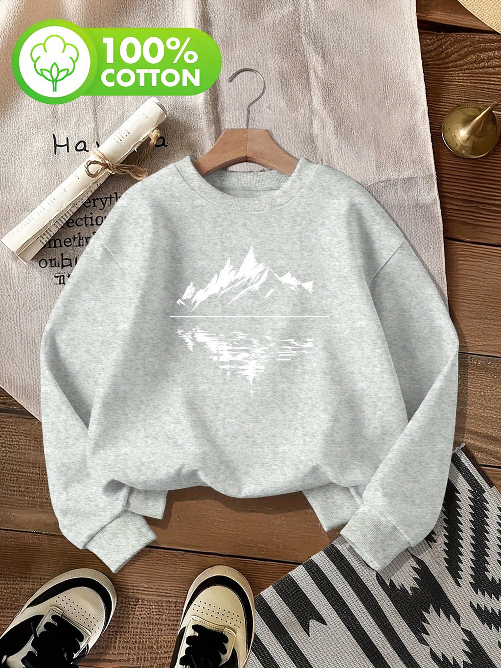Pull grande taille, col rond, toucher naturel, chaleur d'hiver, visuel produit