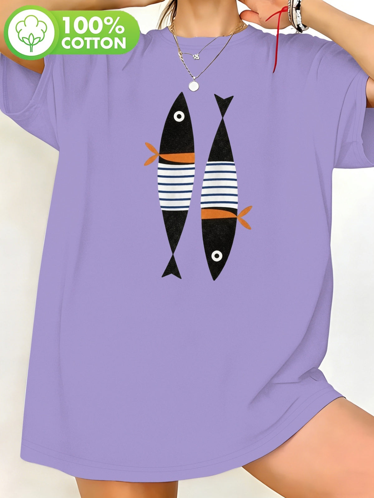 T-shirt grande taille, coupe ample, col rond, manches courtes, autre coloris