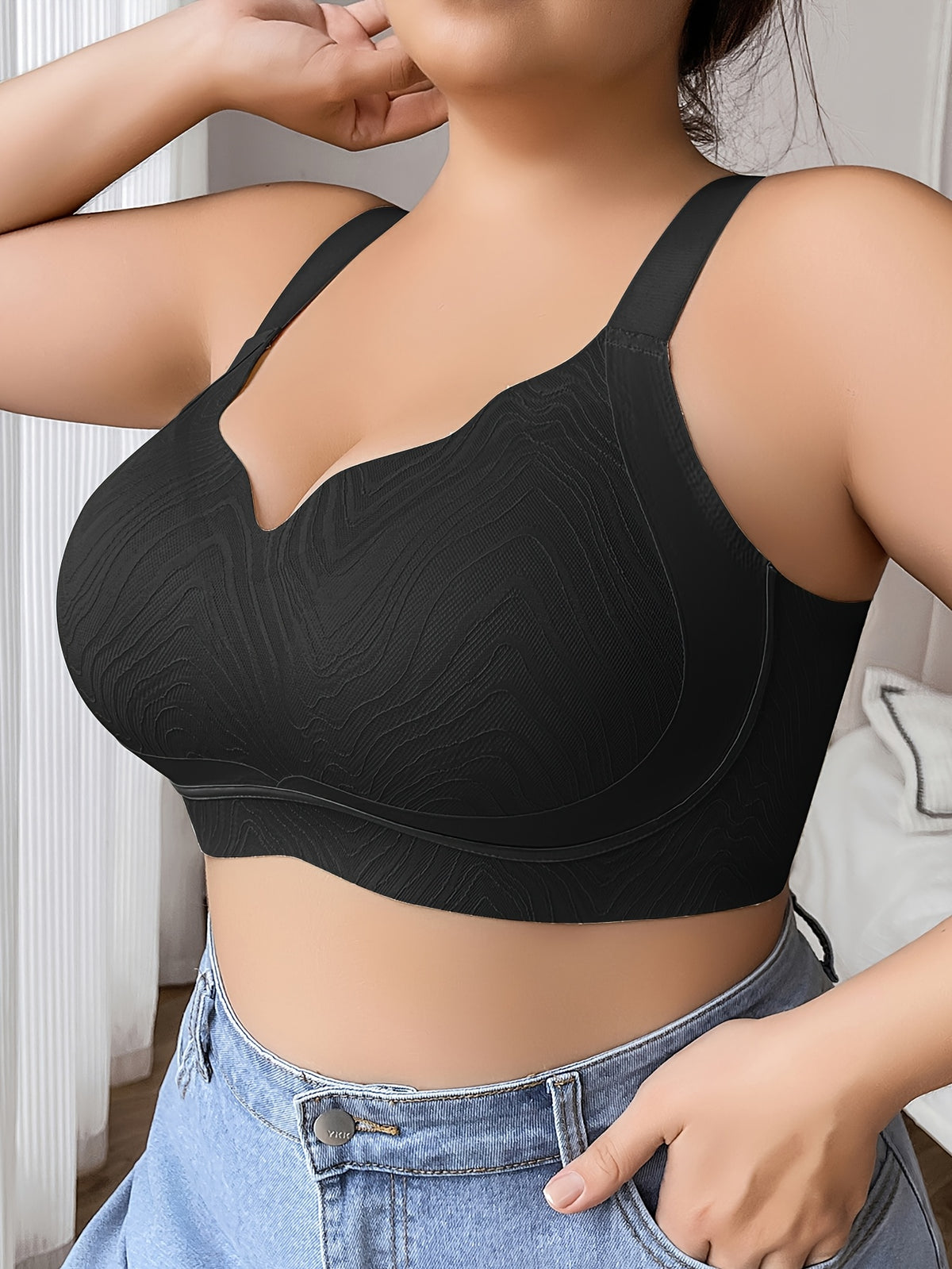 Soutien-gorge sans armature grande taille — Tissu gaufré, 5 teintes