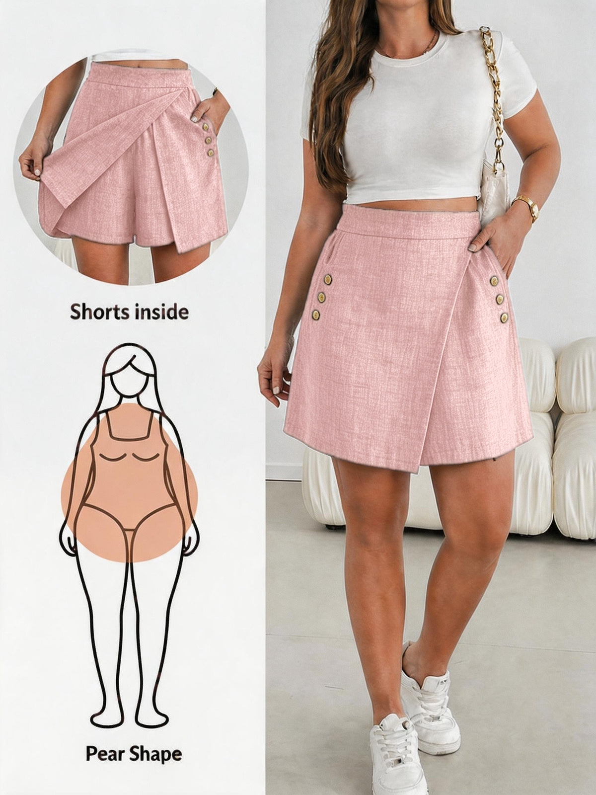 Short grande taille, poches pratiques, autre coloris