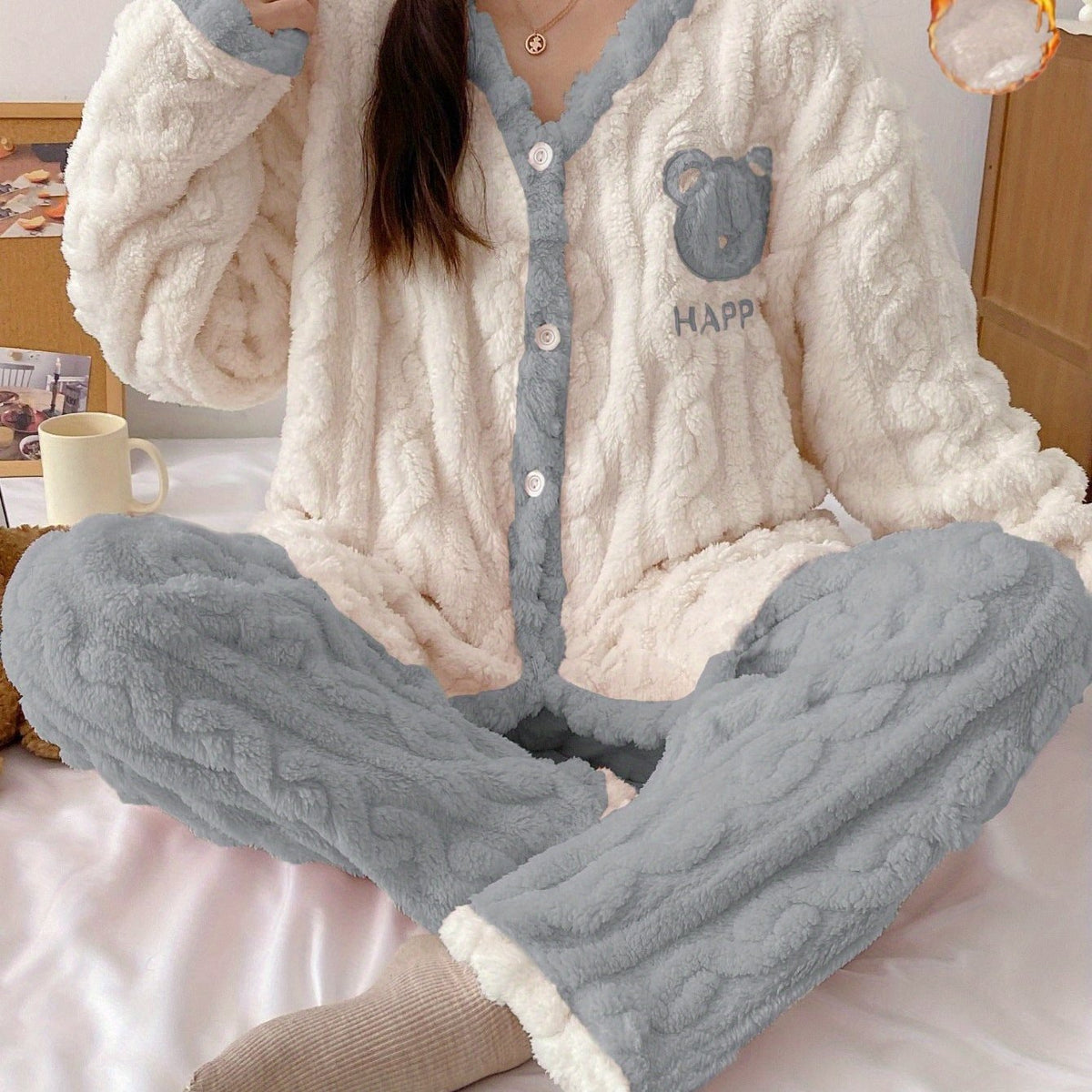 Pyjama grande taille, chaleur d'hiver — composition : 100% Polyester