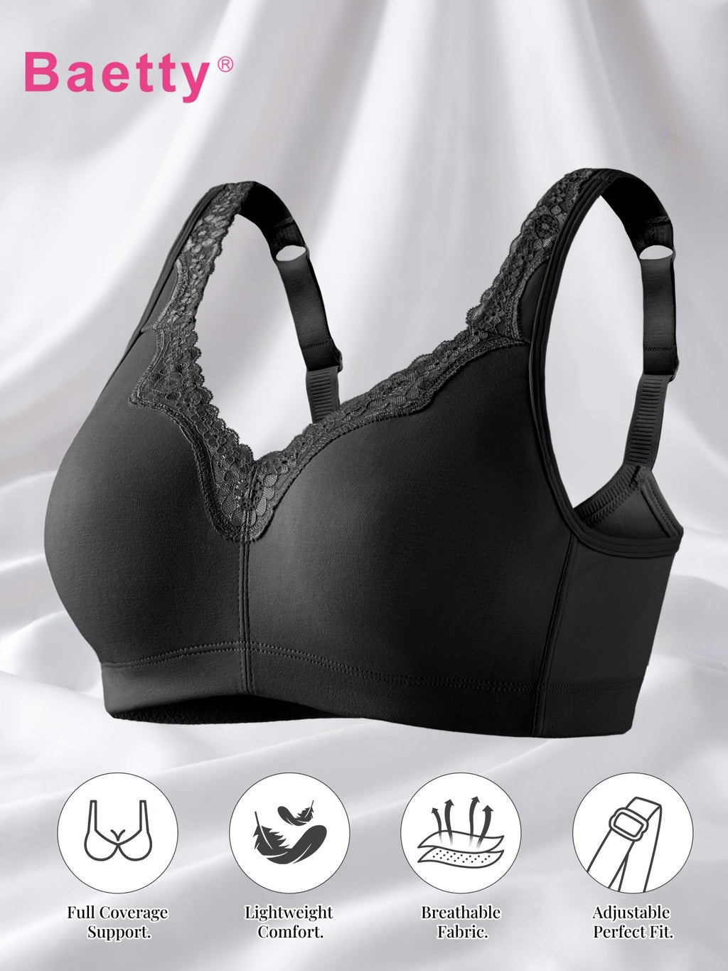 Soutien-gorge grande taille — Coton, feston de dentelle