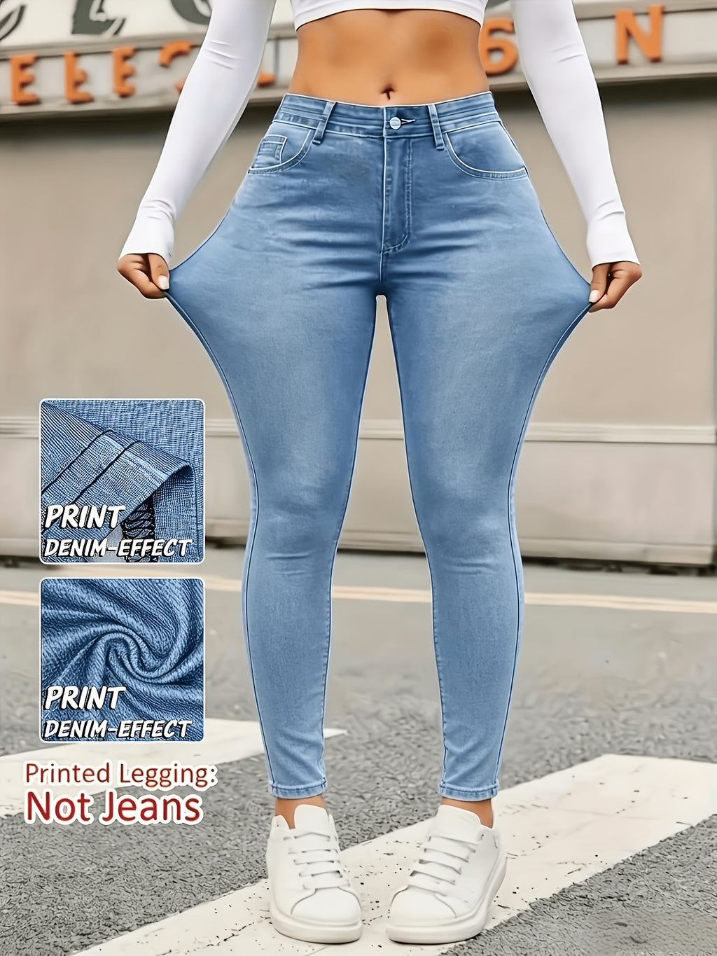 Legging imprimé grande taille — Lot de deux, effet denim
