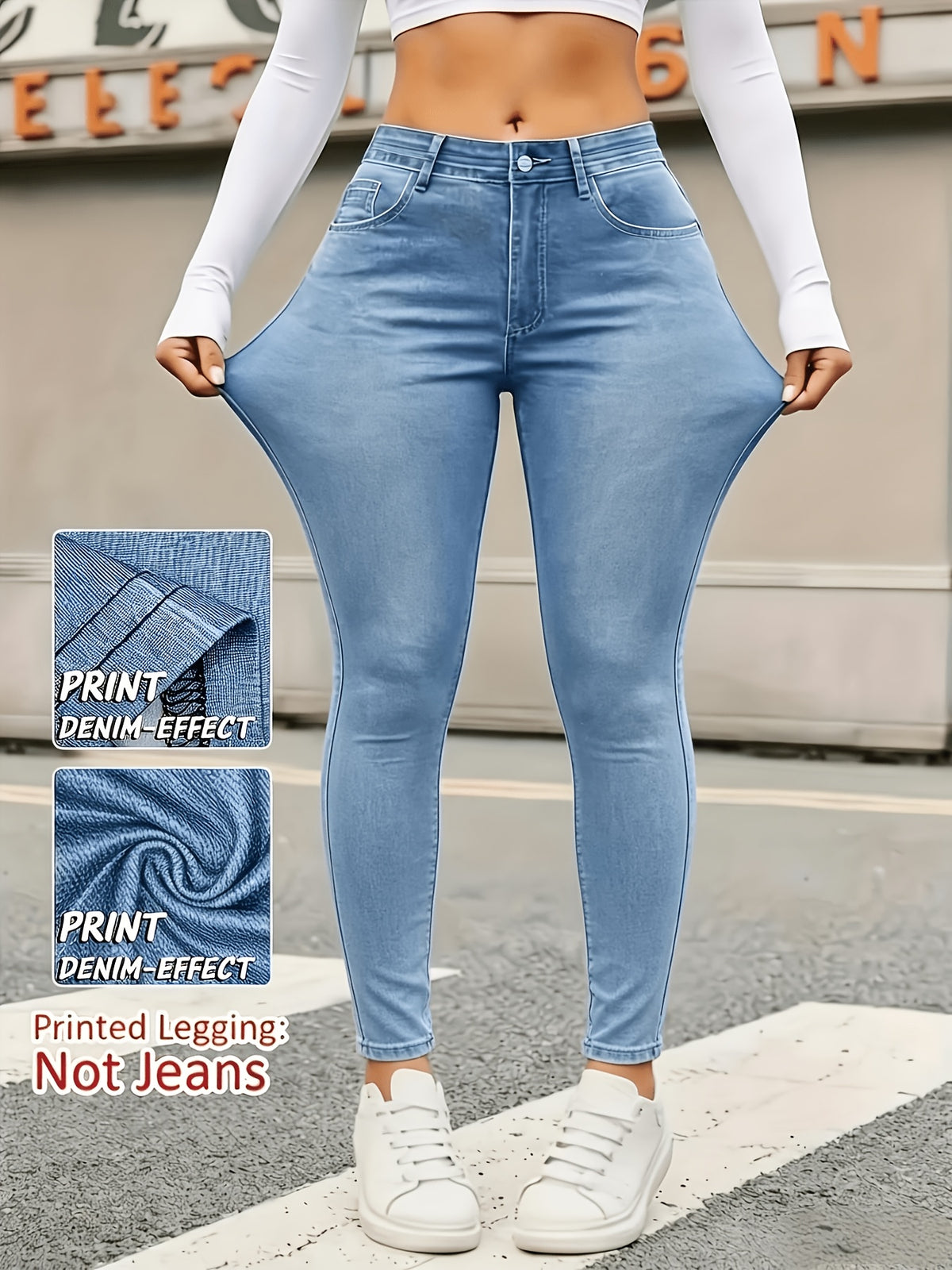Legging imprimé grande taille — Lot de deux, effet denim