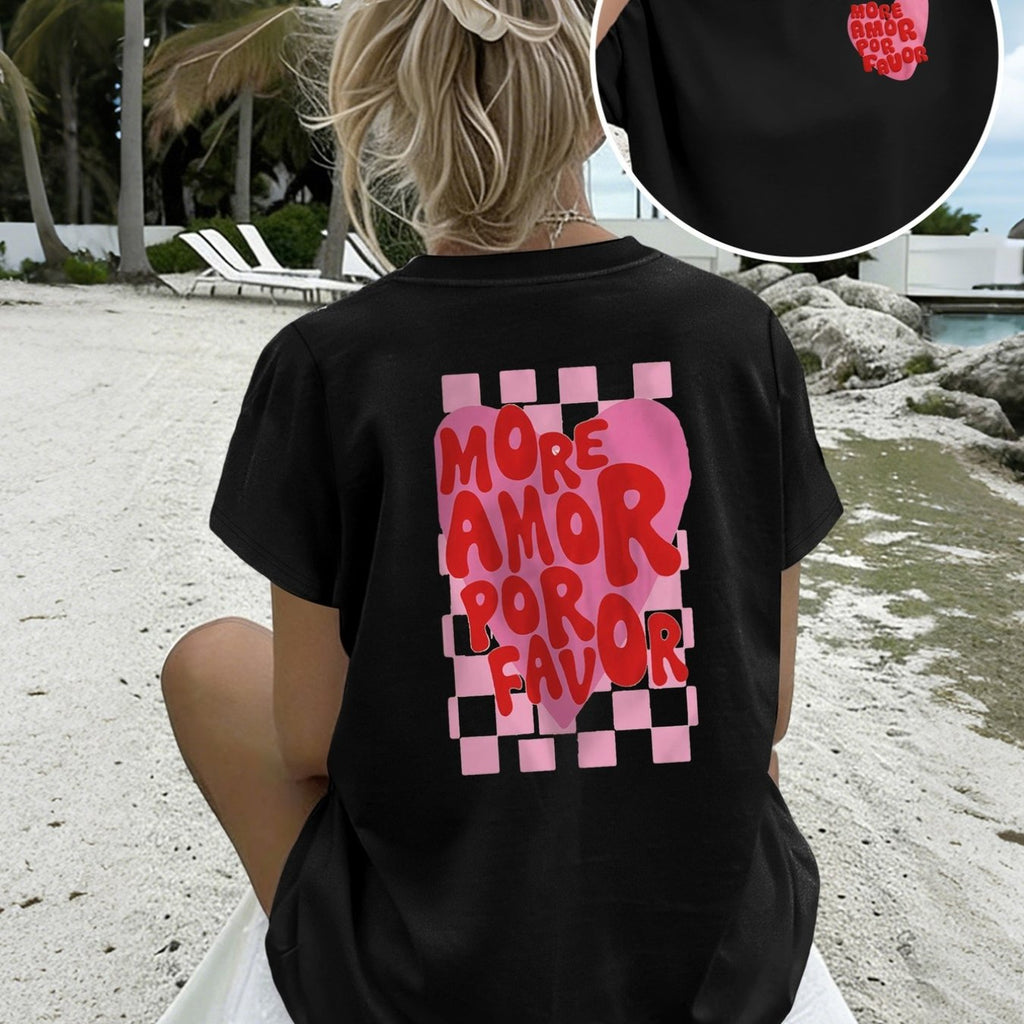 T-shirt grande taille, coupe ample, col rond, manches courtes — matière : coton