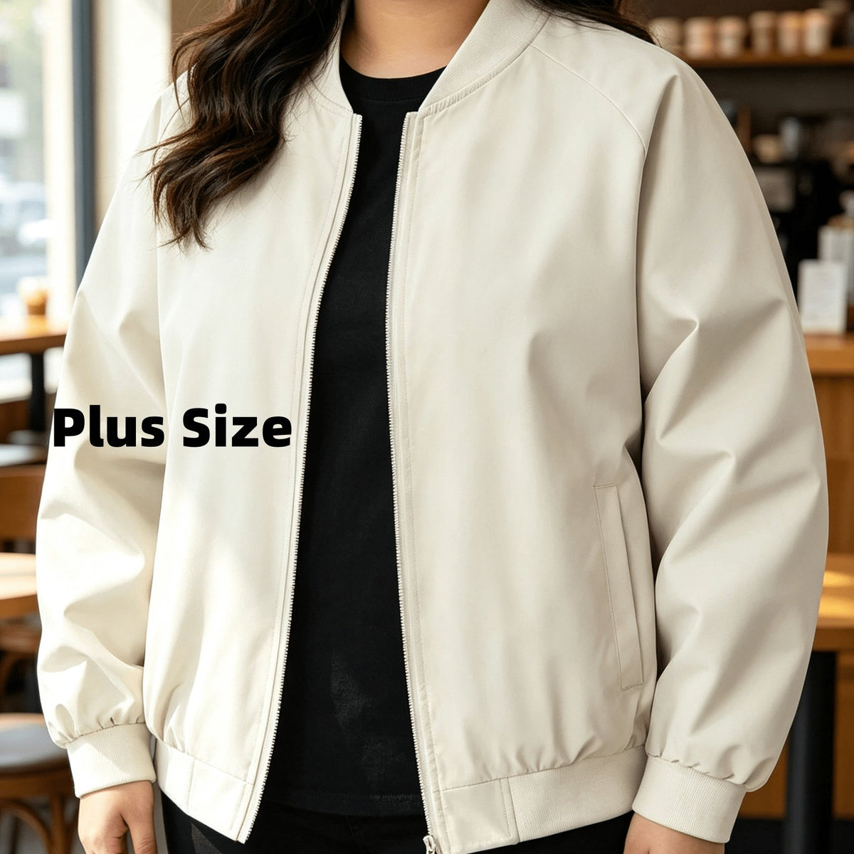 Veste grande taille, coupe oversize, fermeture zippée — composition : 100% Polyester