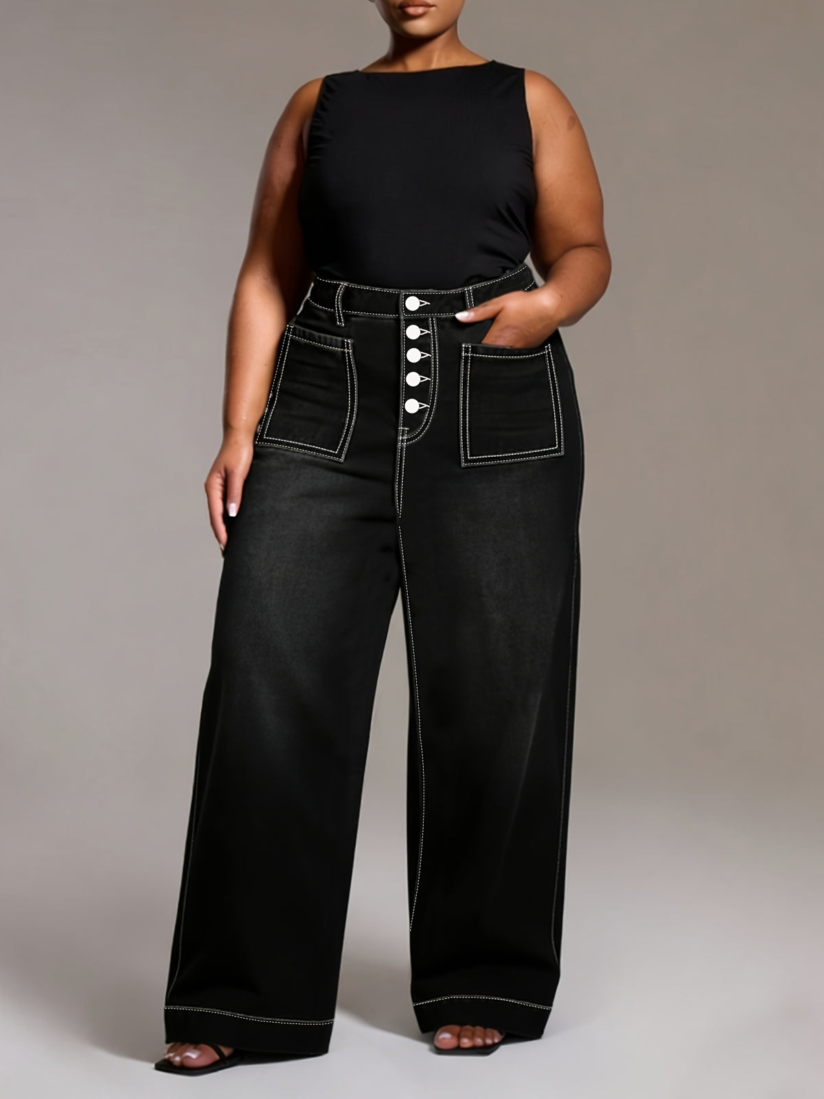 Pantalon grande taille, coupe oversize, tombé fluide