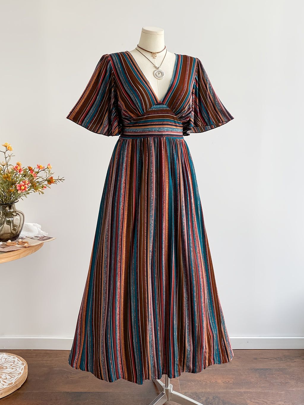Robe maxi grande taille, trois imprimés en viscose mate