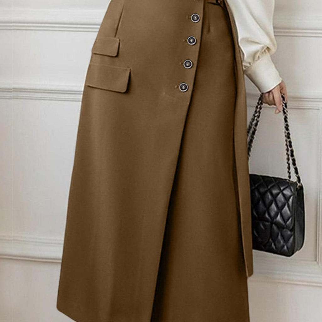 Jupe grande taille, coupe évasée, fente — matière : polyester